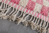 Large Pink & White Checkered Moroccan Berber Rug | 8.2 x 11.2 ft