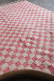 Large Pink & White Checkered Moroccan Berber Rug | 8.2 x 11.2 ft