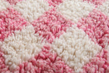 Large Pink & White Checkered Moroccan Berber Rug | 8.2 x 11.2 ft