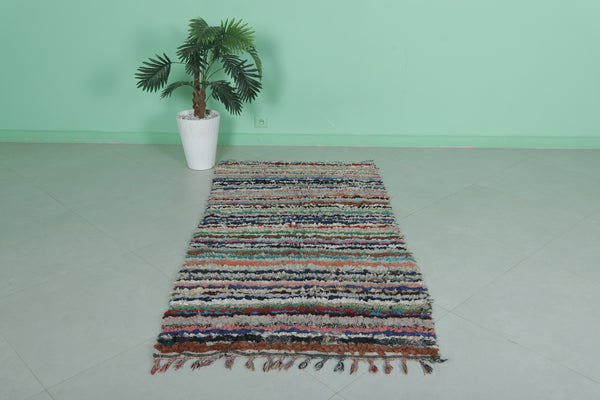 Old boucherouite handmade Moroccan rug - 3 FT X 6.1 FT | Authentic berber craft