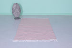 Soft Pink Moroccan Rug – Minimalist Handwoven Accent | 3.4 FT x 5.2 FT