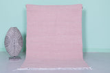 Soft Pink Moroccan Rug – Minimalist Handwoven Accent | 3.4 FT x 5.2 FT