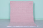 Soft Pink Moroccan Rug – Minimalist Handwoven Accent | 3.4 FT x 5.2 FT