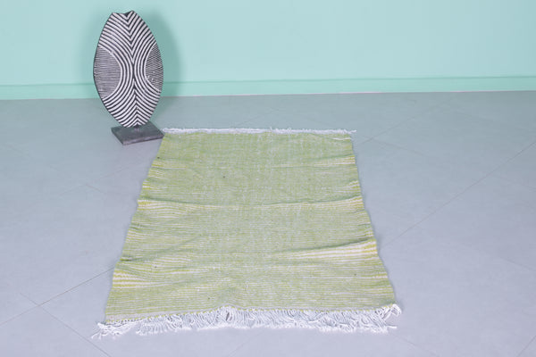 Boho chic Moroccan runner – Subtle green stripes | 3.3 FT x 6.6 FT