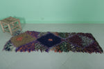 Colorful Moroccan Boucherouite Entryway Rug – 2 x 6.2 FT Handmade Vintage