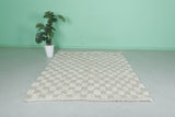 5.9 X 7.5 FT Moroccan Checkered Rug - Beige and Ivory Wool Rug