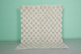 5.9 X 7.5 FT Moroccan Checkered Rug - Beige and Ivory Wool Rug