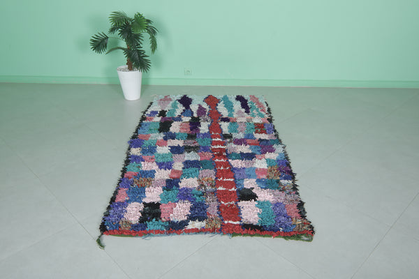 Boucherouite handmade Moroccan berber rug - 3.8 FT X 6.8 FT | Vibrant artisan craft