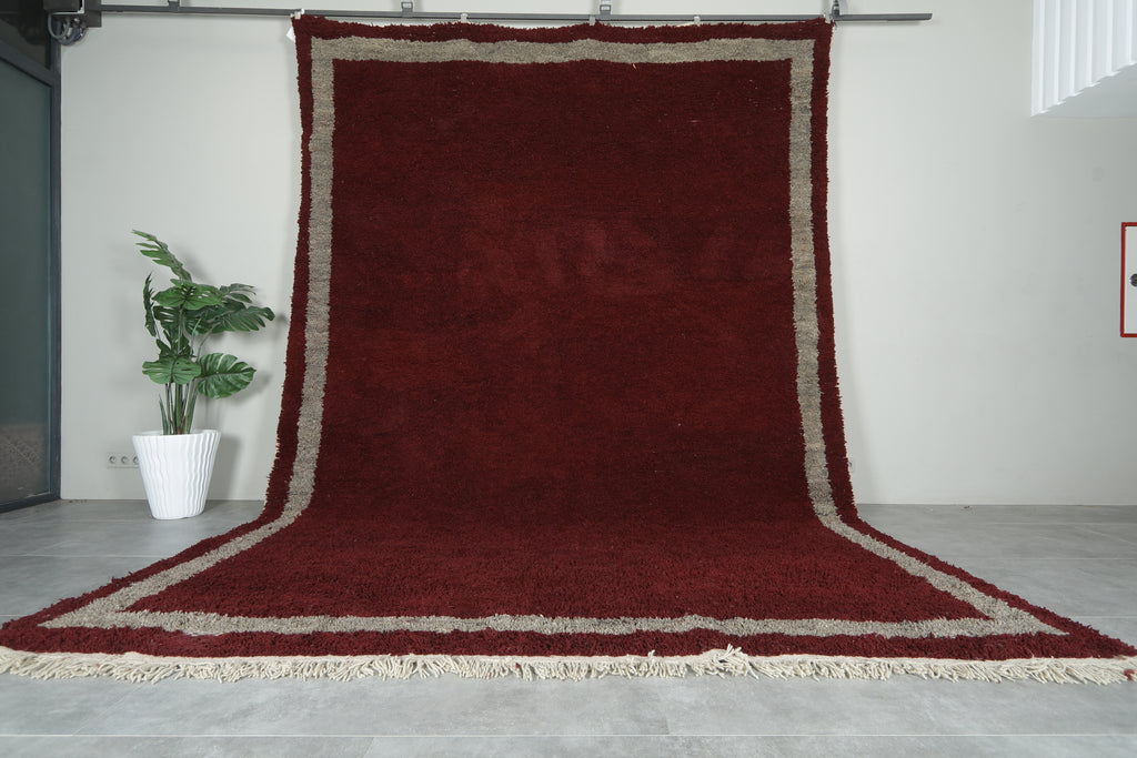 Custom handmade Moroccan burgundy rug
