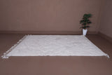 6.7 X 9.1 FT Moroccan Wool Rug - Cozy Ivory with Tassel Finish