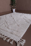 6.7 X 9.1 FT Moroccan Wool Rug - Cozy Ivory with Tassel Finish