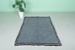 Moroccan Rug 4.2 X 6 Feet - Handwoven Blue with Black Border