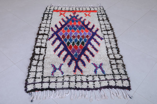 3.4 x 5.6 ft Moroccan berber rug – Bold diamond design with black border