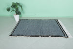 Moroccan Rug 4.2 X 6 Feet - Handwoven Blue with Black Border