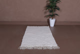 2.9 X 4.7 FT Moroccan Rug - Small Handwoven Ivory Shag Rug with Tassels