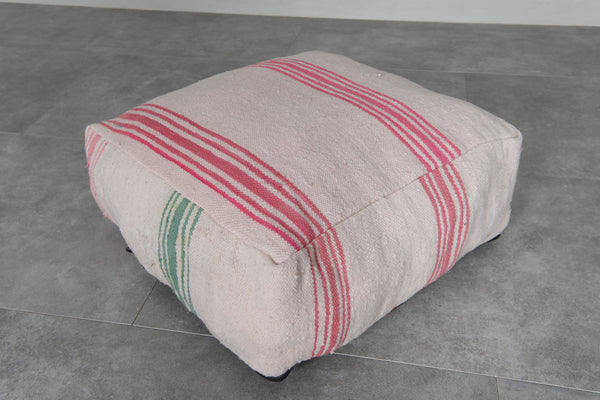 Pair of handmade Moroccan poufs - Vintage striped cotton ottomans