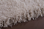 2.9 X 4.7 FT Moroccan Rug - Small Handwoven Ivory Shag Rug with Tassels