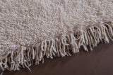 2.9 X 4.7 FT Moroccan Rug - Small Handwoven Ivory Shag Rug with Tassels