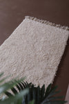 2.9 X 4.7 FT Moroccan Rug - Small Handwoven Ivory Shag Rug with Tassels