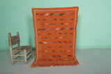 Handwoven Orange Moroccan Rug – 3.1 FT x 4.8 FT with Berber Tribal Patterns