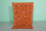 Handwoven Orange Moroccan Rug – 3.1 FT x 4.8 FT with Berber Tribal Patterns