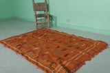 Handwoven Orange Moroccan Rug – 3.1 FT x 4.8 FT with Berber Tribal Patterns