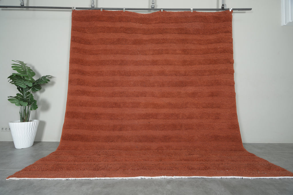 Brown minimalist Moroccan rug - Custom size