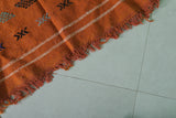 Handwoven Orange Moroccan Rug – 3.1 FT x 4.8 FT with Berber Tribal Patterns