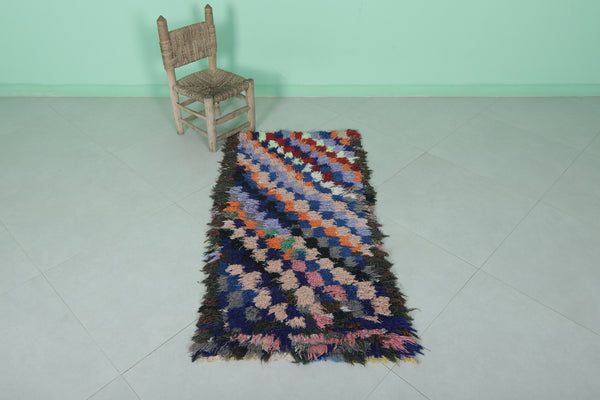 Handmade Moroccan runner rug – 2.2 FT x 4.6 FT | Vibrant geometric design