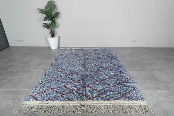 Blue Moroccan rug 5.9 X 7.9 FT handmade rug