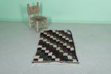 Handmade Small Berber Azilal Rug - 2.4 FT X 3.9 FT | Moroccan Checkerboard Pattern