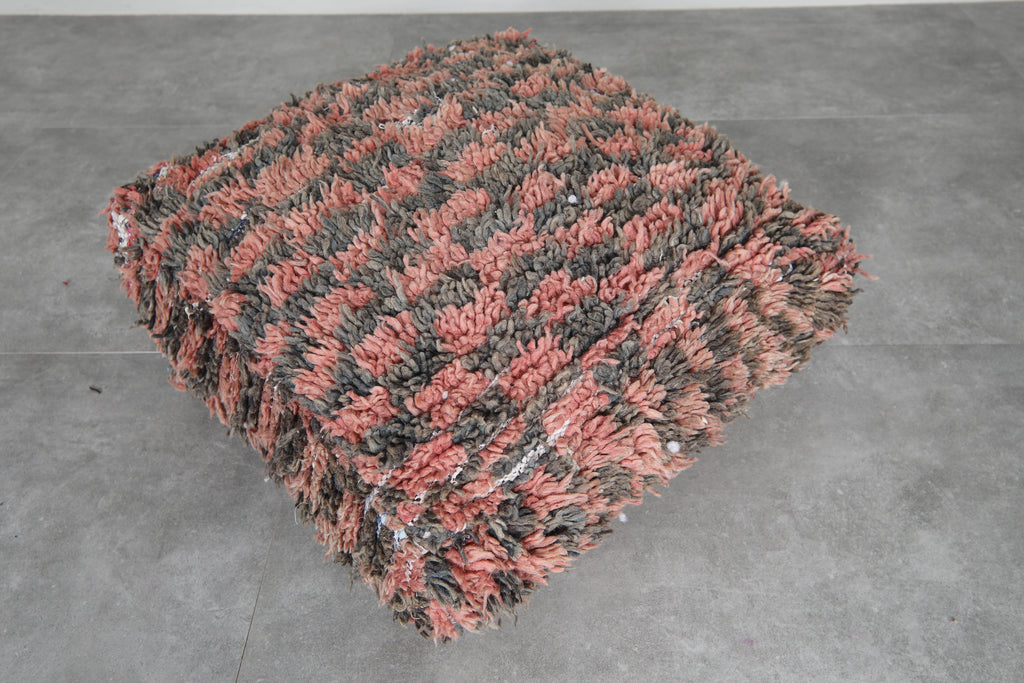 Handmade Moroccan pouf - Vintage shag rug ottoman