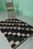 Handmade Small Berber Azilal Rug - 2.4 FT X 3.9 FT | Moroccan Checkerboard Pattern