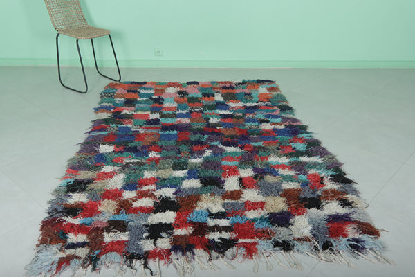 Colorful boucherouite rug – 5.1 x 7.2 FT | Handmade Moroccan shag rug