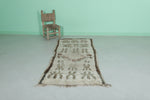 Vintage Handmade Moroccan Runner Rug – 2.7 x 5.9 ft, Neutral Tones with Tribal Patterns