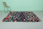 Colorful Boucherouite Rug – 5.1 x 7.2 FT | Handmade Moroccan Shag Rug