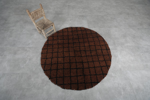Brown Moroccan round rug - Custom handmade carpet