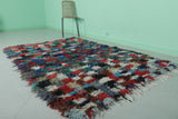 Colorful Boucherouite Rug – 5.1 x 7.2 FT | Handmade Moroccan Shag Rug