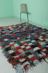 Colorful Boucherouite Rug – 5.1 x 7.2 FT | Handmade Moroccan Shag Rug