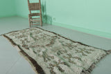 Vintage Handmade Moroccan Runner Rug – 2.7 x 5.9 ft, Neutral Tones with Tribal Patterns