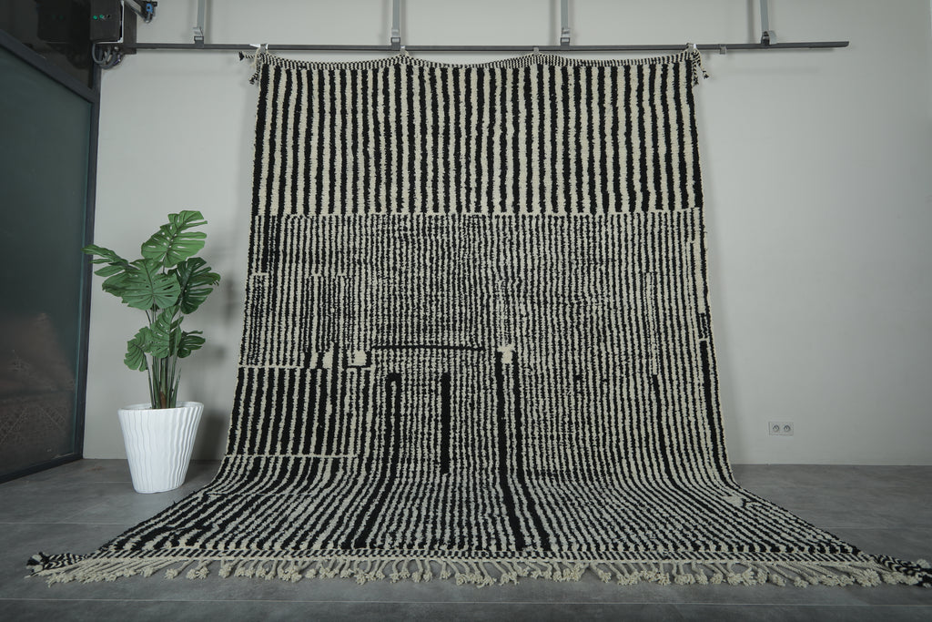Handwoven Moroccan Rug - Custom Rug - black and white rug