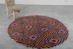 Round Moroccan Wool Rug – 5 ft | Vibrant Geometric Pattern