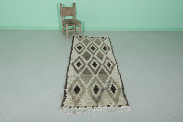 Vintage handmade Moroccan runner rug – 2.4 x 6 FT, geometric diamond design