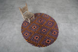 Round Moroccan Wool Rug – 5 ft | Vibrant Geometric Pattern