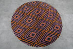 Round Moroccan Wool Rug – 5 ft | Vibrant Geometric Pattern