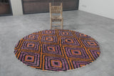 Round Moroccan Wool Rug – 5 ft | Vibrant Geometric Pattern