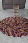 Round Moroccan Wool Rug – 5 ft | Vibrant Geometric Pattern