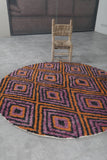 Round Moroccan Wool Rug – 5 ft | Vibrant Geometric Pattern