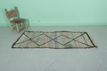 Vintage Handmade Rug – 2.2 x 5.9 FT | Moroccan Pastel Diamond Design