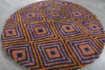 Round Moroccan Wool Rug – 5 ft | Vibrant Geometric Pattern